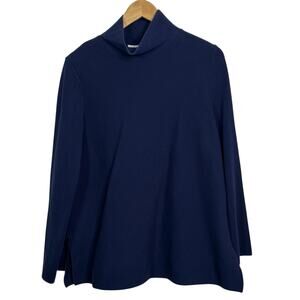 COS Size Small Navy Blue Cotton Mock Neck Pullover Sweater